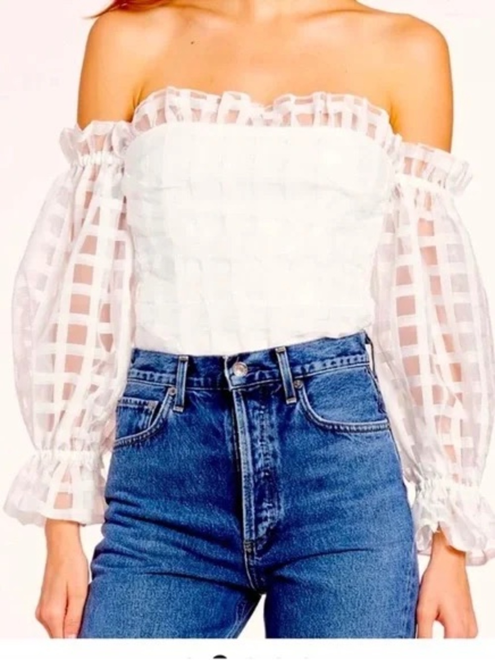 Amanda Uprichard Lynda Bodysuit Puff Sleeve Ruffle White Small Bridal Casual